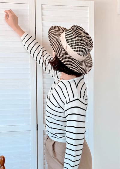 法式黑白極簡草帽5