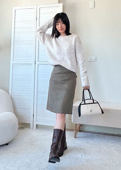 天絲西裝中長裙4