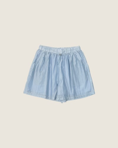 清透天絲鬆緊短褲-藍5