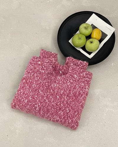 紋理色彩拉格蘭毛衣-莓粉4