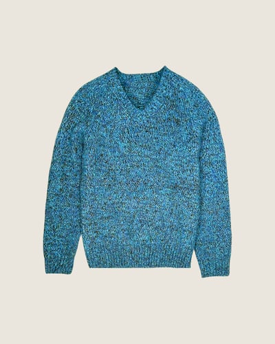 V領花彩毛衣-藍9