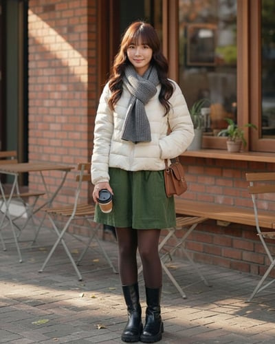 燈心絨萬能短裙-綠5