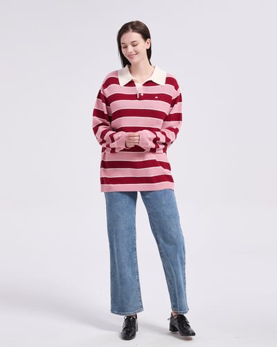 witharch條紋polo上衣-紅2