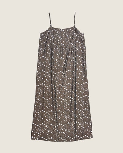 法式穗花吊帶洋裝-咖1