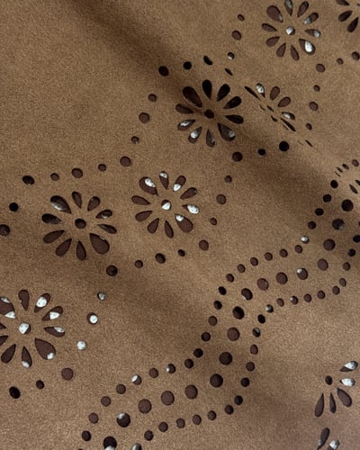 波西米亞麂皮花朵裙-焦糖3