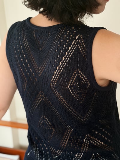 復古菱格針織上衣-藏青4