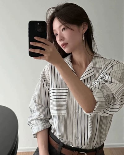 設計感條紋古巴襯衫1