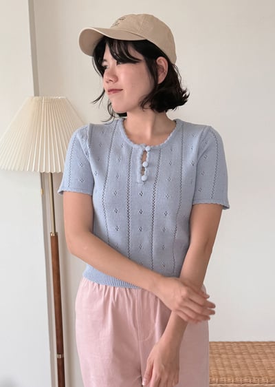 法式紋理針織衫-紫3