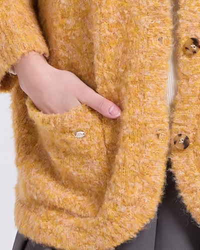 witharch圈圈絨排釦外套-黃4