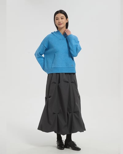 witharch抗起球連帽大學t-藍3