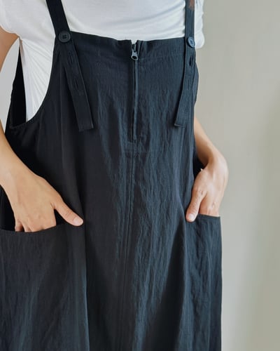亞麻工裝吊帶裙4