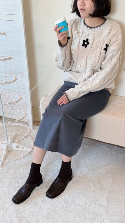 witharch燈心絨口袋長裙2