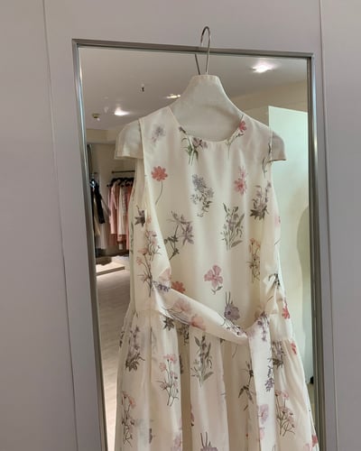 水染花朵綁帶洋裝-杏3