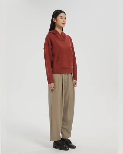 witharch抗起球連帽大學t-紅3