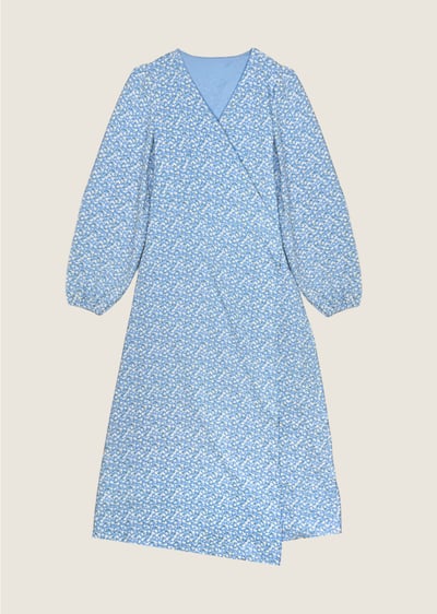 V領碎花收腰洋裝1