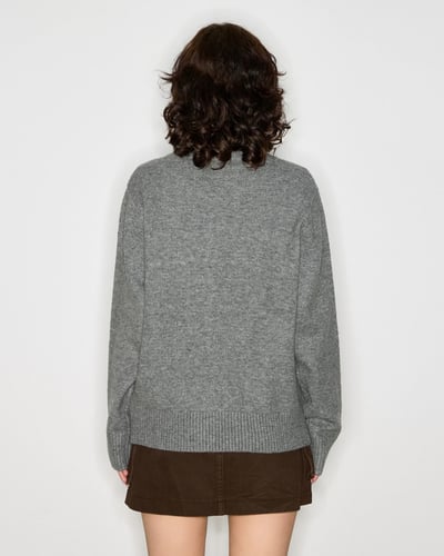 菱格羊毛開襟外套-灰5