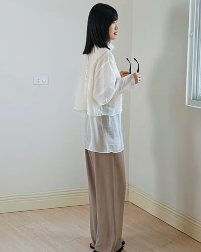 細緻綢紗剪裁上衣6