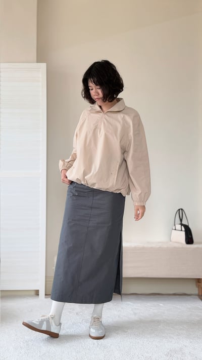 韓國純棉側開衩長裙2