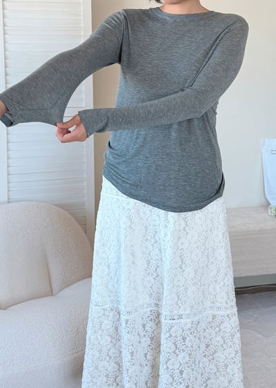 韓國天絲羊毛圓領上衣9