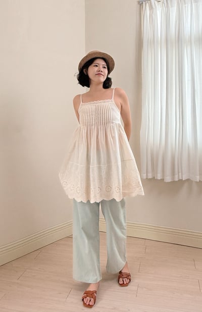 夏日壓線布蕾絲背心2