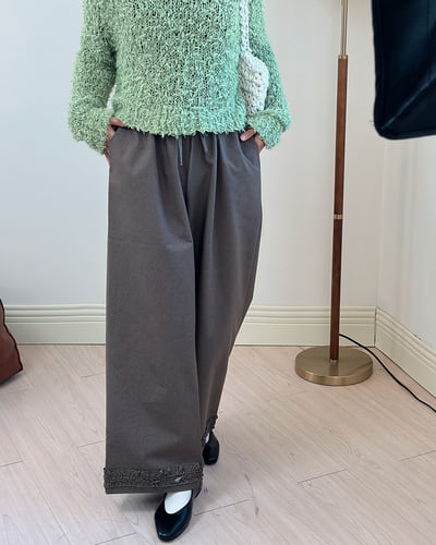 花邊鬆緊萬能褲-咖5