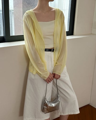 細緻連帽防曬衣-黃2