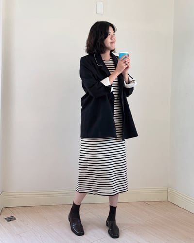 撞色毛邊寬版西外3