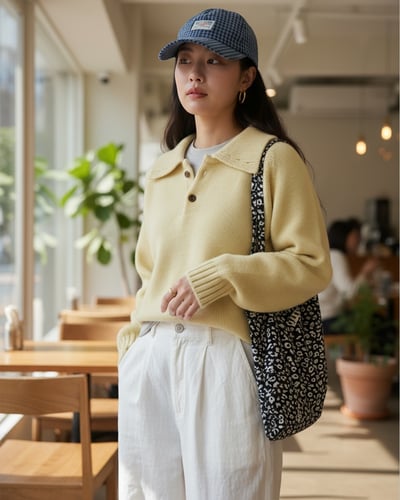 POLO領拉格蘭毛衣-黃3