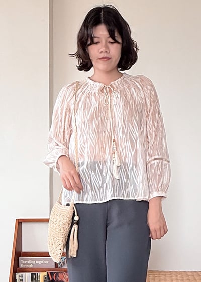 拉菲草勾花小包-杏2