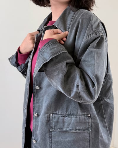 帥氣刷色牛仔夾克-灰2