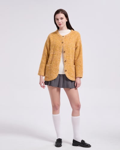 witharch圈圈絨排釦外套-黃2