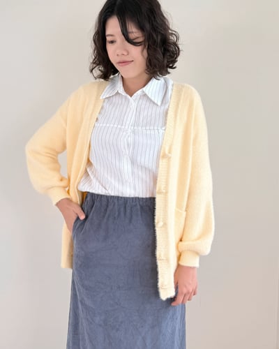 清新淡黃開襟外套-黃2