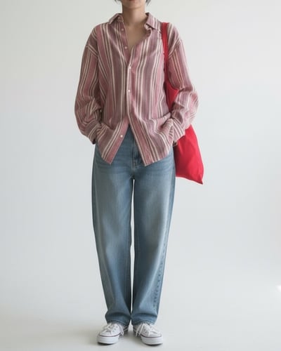 暈染粉條紋襯衫4