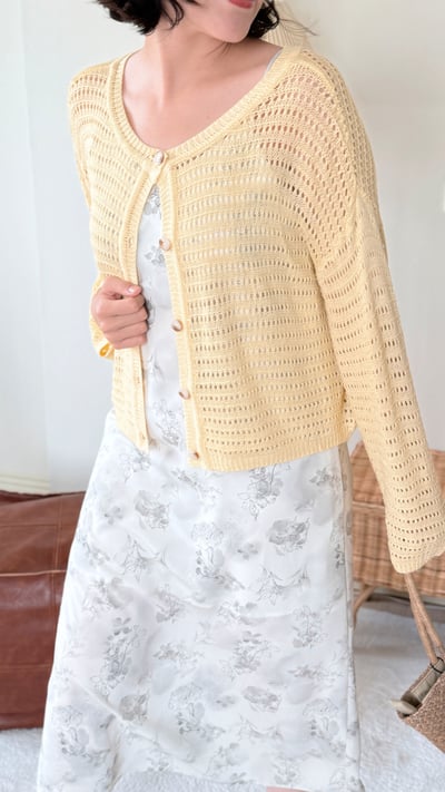 witharch法式前後穿扣衫-淡黃5