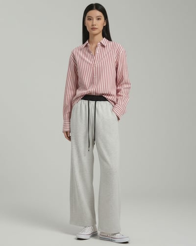 顯瘦鬆緊彎刀褲-花灰3