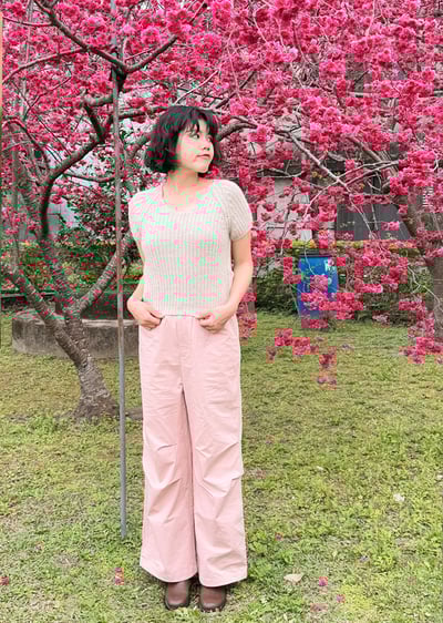 羊毛V領粗織上衣2