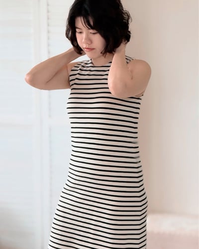 針織條紋背心洋裝4