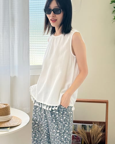 棉麻流蘇無袖背心5