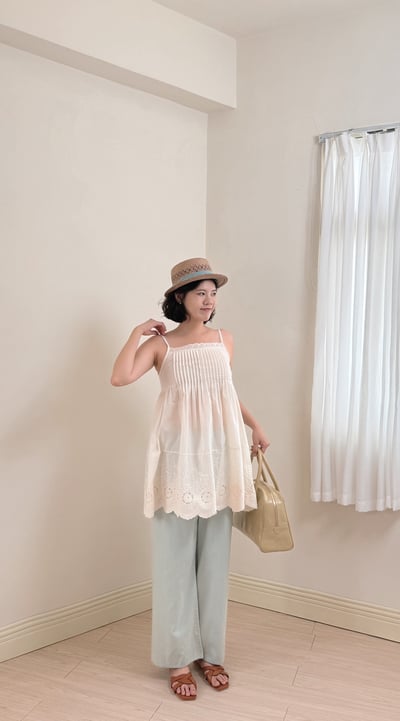 夏日壓線布蕾絲背心4