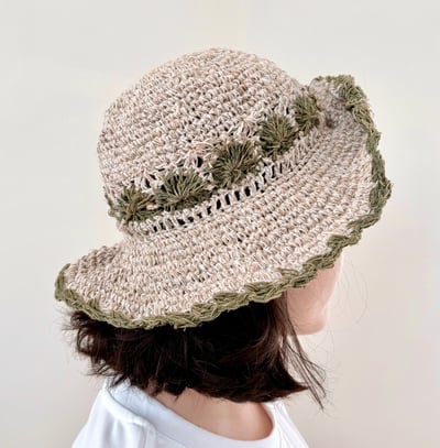 尼泊爾手工棉麻帽-綠3