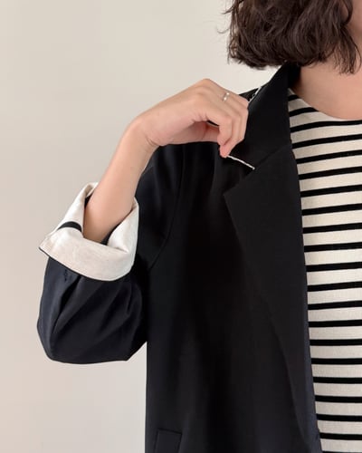 撞色毛邊寬版西外4