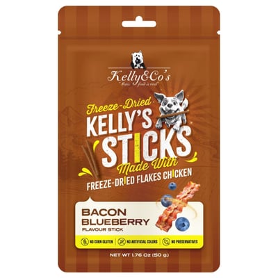 Kelly&Co's 凱莉廚房 雞肉藍莓凍乾肉條-牛肉培根風味 1.76oz(50g)1