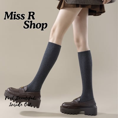 (冬襪) 秋冬小腿襪 加絨加厚保暖長筒襪  n1061