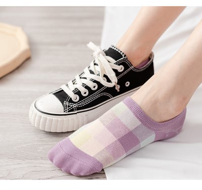 格紋防滑淺口襪  191