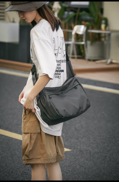 大容量單肩托特 休閒防水尼龍包 男女斜挎運動包 6053