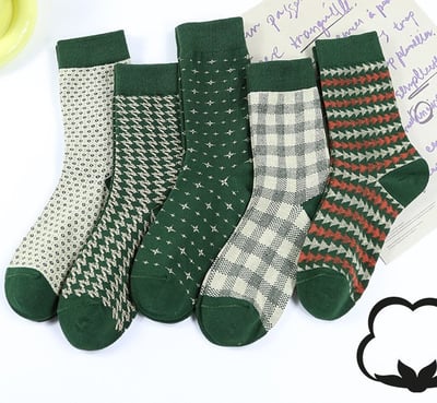 綠色英倫復古風 韓版中筒襪 ins潮襪韓版棉襪 271