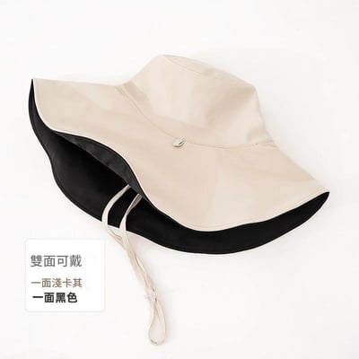 雙面漁夫帽 女生冰絲防曬帽 超大帽簷遮陽帽 防紫外線 可雙面戴 百搭夏季太陽帽 n2650194