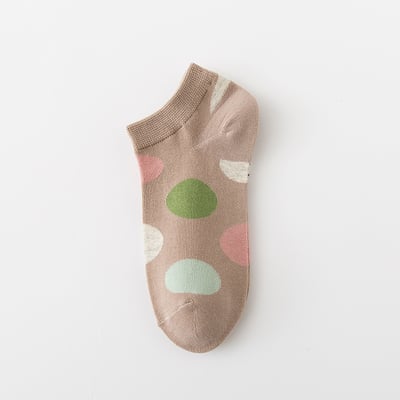 大圓點夏季薄棉船襪 淺口隱形襪     778