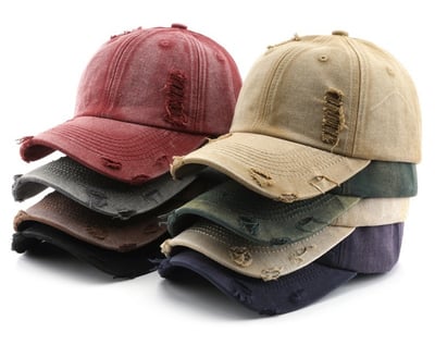 日系復古水洗破洞棒球帽 純色鴨舌帽 戶外防曬遮陽帽 百搭休閒  四季可戴 出遊必備 帽子配件 n600392