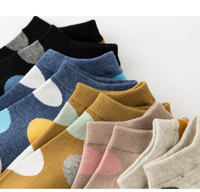 大圓點夏季薄棉船襪 淺口隱形襪     773